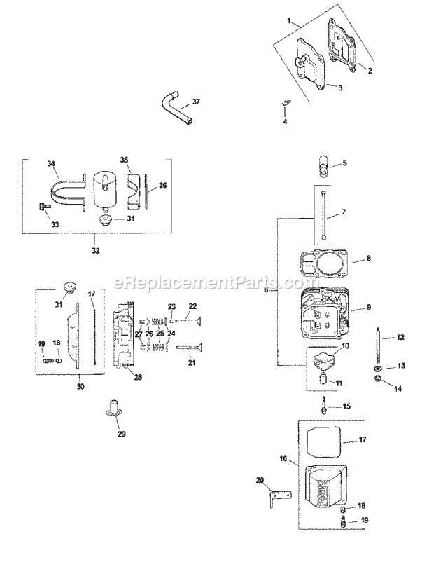 Cv740s-0015 Head, Valve & Breather Diagram and Parts List for M60-KH 53BB5BDX750 Cub Cadet Sprayer
